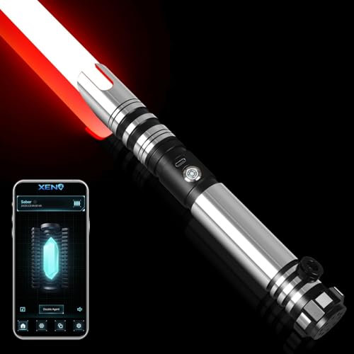 Duell-Lichtschwerter Smooth Swing 16 Farben Lichtschwert - Bewegungssteuerung Metallgriff 16 Modus-Sounds FX Lightsaber für Erwachsene& Kinder, USB-Aufladung, Schwarz