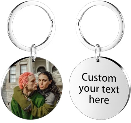 Porte-Clés Personnalisé Avec Photo Double Face Porte-Clés Personnalisé Gravé Au Laser Pour Homme Femme Famille Cadeau