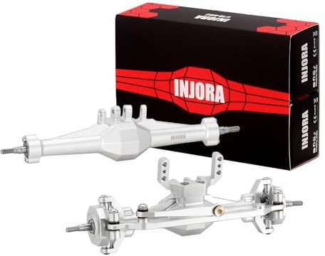 INJORA +4mm Diamantachsen mit liegendem Servohalter und Verbindungsstücken für 1/18 RC Crawler TRX4M Upgrade,Silber