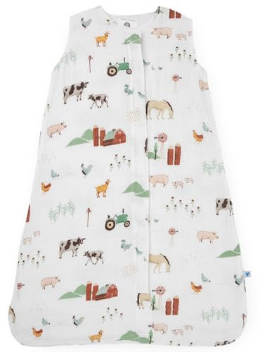 Little Unicorn Gesteppter Schlafsack aus Baumwoll-Musselin, Bauernhof, Large