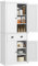 HOMCOM Armoire de Cuisine Buffet Cuisine Style Moderne vaisselier avec placards à Portes, étagères réglables et tiroir, Meuble de Rangement pour Salle à Manger, Salon, 76,2 x 40,2 x 183 cm, Blanc