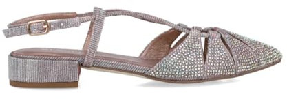 MENBUR Slingback Bassa con Tacco Quadrato e Laccetto Incrociato sulla Monta Non definito Rosa Gold
