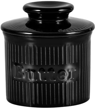 Schwarz Butterglocke, französische Butterdose mit Deckel, um Butter für den täglichen Gebrauch frisch zu halten, geprägter Butterbehälter für frisch aromatisierte Butter und
