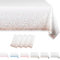 MORAINJAY 4 pz Bianco Tovaglia a Pois in Rosa Oro,Antimacchia Impermeabile Feste Tovaglia in Plastica,137x274cm Rettangolare Tovaglia per Natalizia Party,Interni Esterni Giardino Ristorante Decor