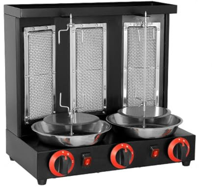 Parrilla vertical for horno asador, parrilla eléctrica for asador, parrilla sin humo asador de 360°, máquina eléctrica de Shawarma con 3 quemadores, temperatura ajustable (220 °F-572 °F), for kebabs,