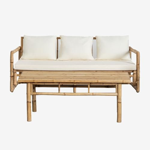 SKLUM Gartenset mit 3-Sitzer-Sofa und 120 x 60 cm großem Couchtisch aus Livayna-Bambus -