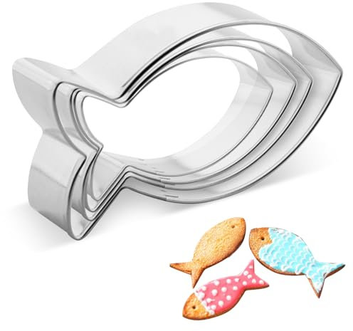 KWJEIULSOQ 4 Stück Kleiner Fisch Ausstechformen Set Plätzchenausstecher Ausstecher Weihnachten Keksausstecher, Spülmaschinenfest Plätzchen Ausstecher Schwein Cookie Cutter für Kekse, Fudge, Brotfrüch