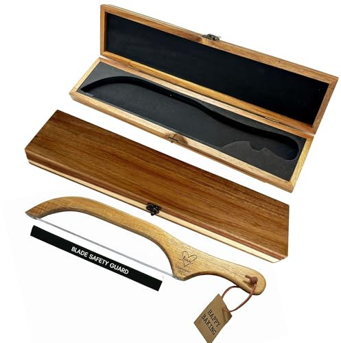 5 star moon Bread Bow Saw for Homemade Bread with Wooden Box- 16 Wooden Bread Bow Bow Saw, Sourdough Bread & Bagel Cutter - Serrated Fiddle Bow Bread Slicer for Easy Cutting, Premium Stainless Steel