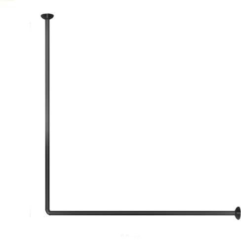 Vetrineinrete® Bastone per tenda doccia universale a L angolare con aste 80x80 cm nero asta per tende
