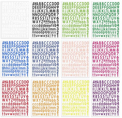12 hojas de pegatinas de letras grandes, letras grandes, letras adhesivas con letras grandes, pegatinas de letras impermeables, pegatinas de letras autoadhesivas coloridas