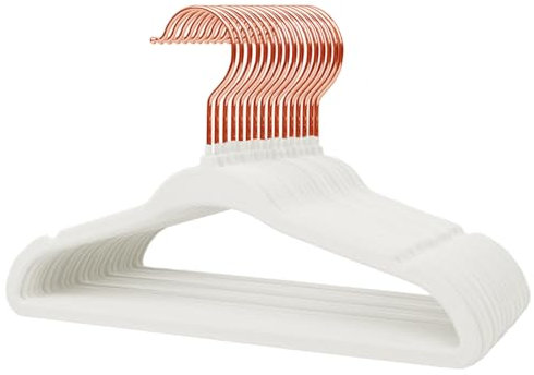 Stormix Paquete De 16 Perchas para Ropa De Bebé, 28cm Perchas De Terciopelo Antideslizantes para Niños, Perchas con Muescas en Los Hombros para Niños Pequeños Blanco (Gancho de Oro Rosa)