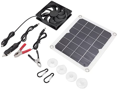 Natudeco 10 W 6 V Solarpanel-Ventilator-Set, Solar-Abluftventilator, Kunststoff-Solarpanel-Ventilator mit 3000 U/min Geschwindigkeit, Silizium für Gewächshaus, Haustier,
