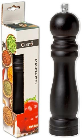 IPEA Moulin à Poivre manuel en Bois Noir pour Poivre, Piment et Sel - Moulin à Poivre Classique de Cuisine avec Broyeur en Métal pour Moudre les épices, le Cumin, le Sésame, le Paprika