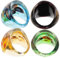 LIFKOME Lot de 4 bagues décoratives en verre pour femme - Style ethnique unique - Couleurs aléatoires - Jaune, vert, bleu, noir, usage quotidien - Occasions spéciales