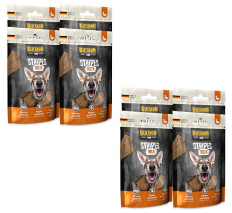 Belcando Stripes Duck | 8er Pack | 8 x 70 g | Snack für Hunde | Mit Superfoods: Bierhefe, Krill und aromatische Kräuter | Ohne Getreide und ohne Zucker | Mit extra viel Fleisch