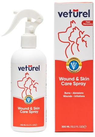 Veturel Hautpflege für Hunde und Katzen | 300 ml Wund- und Hautpflegespray | Spray zur Linderung von Juckreiz und Haarleckproblemen (300 ml)