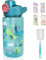 Jokureao 600ml Toddler Drinks Bottle Set, Kids Water Bottles with Straw, BPA Free, Leakproof Children's Bottles with Brush, Kids School Water Bottle for Girls Boys(Dinosaur)