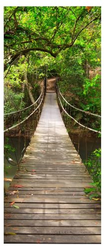 workid Türtapete Selbstklebend Türfolie Selbstklebend Türaufkleber Türposter Türsticker Fototapete 3D Effekt für Schlafzimmer Wohnzimmer Küche 90 * 200cm (Hängebrücke) MTHP-03