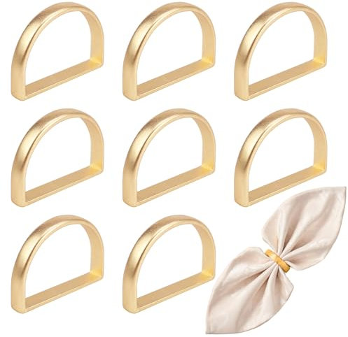 Rierousy 8 Stück Serviettenringe Gold, Metall Serviettenschnallen, Serviettenring Set für Weihnachten Hochzeitsfeier Jubiläum Familienessen Abendessen Tischdekoration Serviettenring