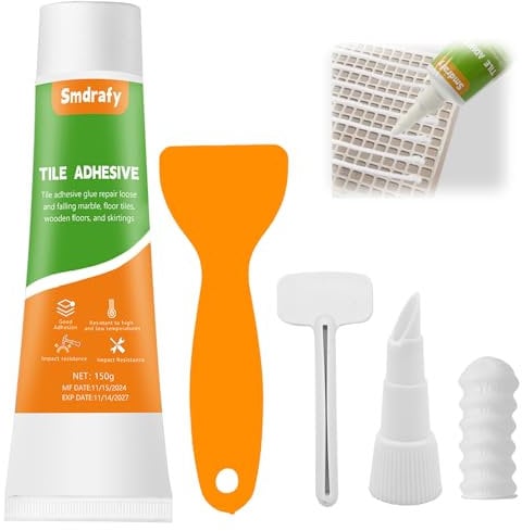 Smdrafy Blanco Pegamento Azulejos, Juntas Azulejos Adhesivo de Montaje, Azulejos Adhesivos Baño, Adhesivo para Azulejos para Interior y Exterior, Perdurable Durable Tile Adhesive,150g