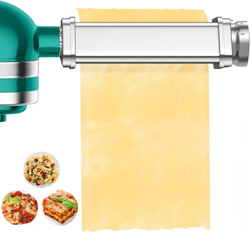 Nudelaufsatz für Kenwood,Zubehör Küchenmaschinen,Nudelblattroller für Kenwood Zubehör, Einfach zu Reinigen, 8 Einstellbare Dicken, Edelstah. Pasta Attachment