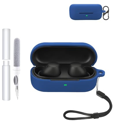 Silicone Case for SONY WF-C510 Earbuds - Shockproof,Waterproof, Slim & Soft Cover, with Lanyard, Keychain & Cleaner Kit, Dark Blue
