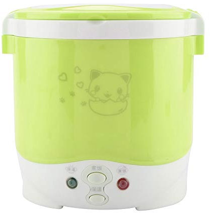 12V 100W Portable Electric Mini Rice Cooker and Food Steamer - 1L Multifunctional Travel Cooker for Cars (Green)