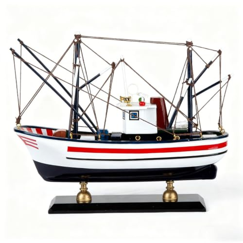 YLME Fischerboot-Modellbausatz Fertigmodell Eines Simulierten Fischerboots Fischerboot-Modell Aus Massivholz, Ornamente Holzmodell Eines Nordeuropäischen Trawlers,A