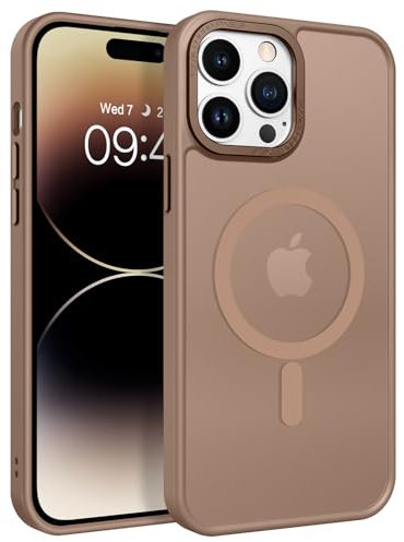 GaoBao Magnetic for iPhone 14 Pro Max Case,[Compatible with MagSafe] Slim Fit Phone Cases Men Boys Women Thin Shockproof Translucent Matte Back Magnetic Protective Cover for iPhone 14 Pro Max,Brown