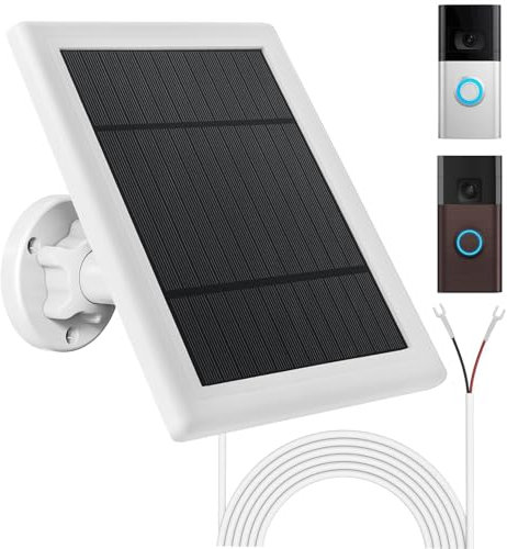 Solar Panel for Ring Doorbell,12VAC Solar Panel for Ring Video Doorbell 3/3+/4, Battery Video Doorbell Pro, 16.4ft Waterproof Charging Cable,Adjustable Panel Mount