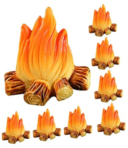 SOPOTUTU 8stücke Teiliges Miniatur Feuerstelle Dekoration Aus Harz Für Puppenhäuser Gartenlandschaften Und Party-Dekoration Für Kreative -projekte Und Festliche Anlässe