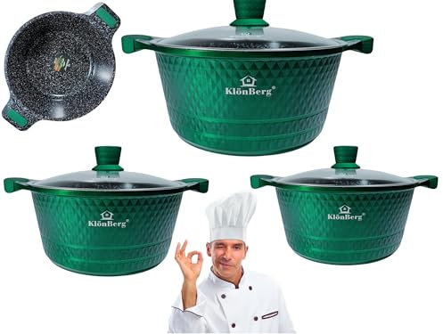 6-teiliges rotes Topfset, mit Deckel, Induktion, für alle Herdarten, Kochgeschirr-Set, Topfset, geeignet für Induktionsherde (Grün)