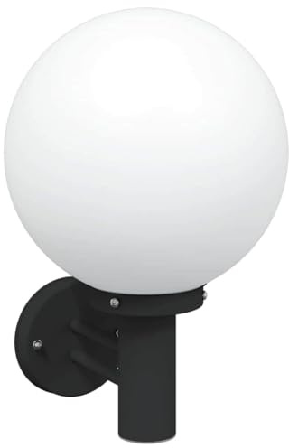 vidaXL Außenwandleuchte Schwarz 28 x 25 x 38 cm Edelstahl und Plastik, Moderne Garagenleuchte, runde Wandlampe, robuste Außenbeleuchtung, wetterfester Gartenstrahler