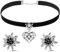 ZesNxj 3 Stück Trachtenkette Damen, Trachtenkette, Trachtenschmuck, Elegante Liebe Dirndl Kette, und 2 edelweiss Ohrringen, perfekt für Dirndl, Lederhose oder Oktoberfest-Outfit (Silber)