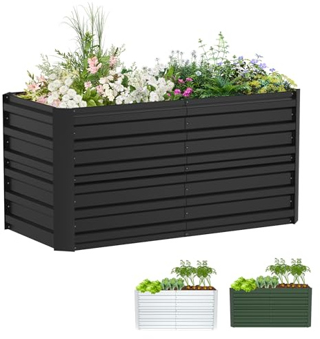 XMTECH Jardinière surélevée rectangulaire en métal - 120 x 60 x 58 cm - Noir