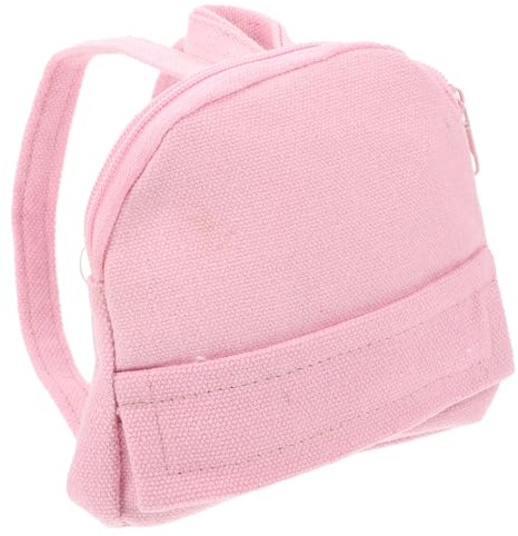 LIFKOME Puppen Kleiner Rucksack aus Stoff Rosa 45cm Puppenrucksack mit Reißverschluss Schultasche für Puppe Passendes Accessoire für Kinderspielzeug und Puppenkleidung