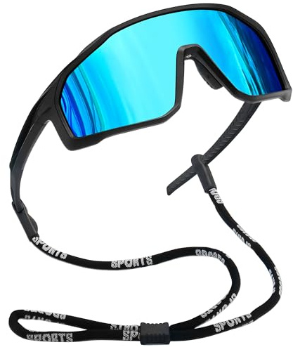 Joopin Wrap-around Sonnenbrille Herren Polarisiert Fahrradbrille UV400 | Einzelstück-Linsendesign, übergroße, TR90, Winddicht, Sportbrille, Sportsonnenbrille, Radsportbrille, Schnelle Brille