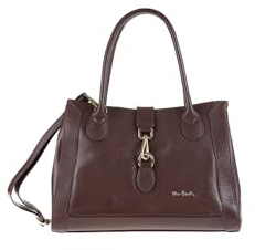 Pierre Cardin Schultertasche für Damen aus echtem Leder Made in Italy 34,5 x 22 x 17 cm 55086, Schokobraun, Einheitsgröße