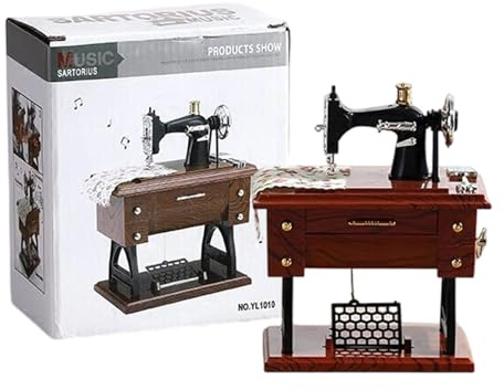 Spieluhr zum Nähen – Charmantes und tragbares Ornament, kreative Schreibtischdekoration, Drehkurbel Zubehör, ästhetisches mechanisches Gerät mit Stil | Nähmusikbox
