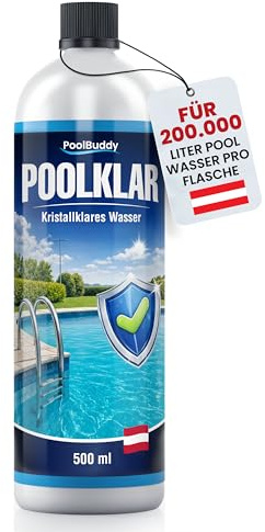 PoolBuddy Chiarificante Piscina 500 ml per piscine & vasche per bambini | Antitorbidità universale per tutti i filtri, concentrato per acqua cristallina, sufficiente per piscine fino a 200.000 L
