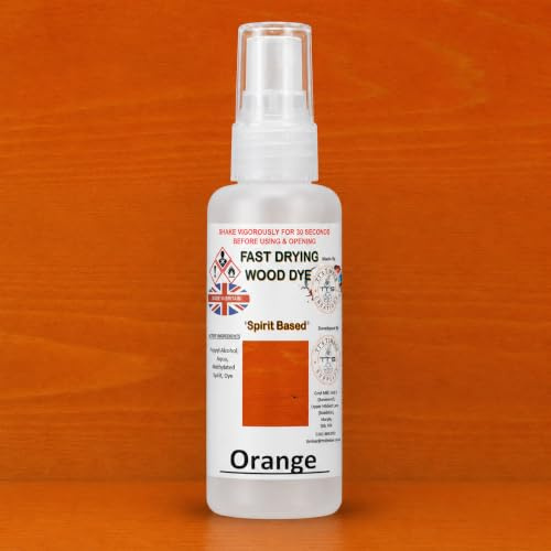 Bold Orange Spirit Based Wood Dye (65ml) – Quick Drying Professional Grade Wood Stain for Interior Furniture & DIY