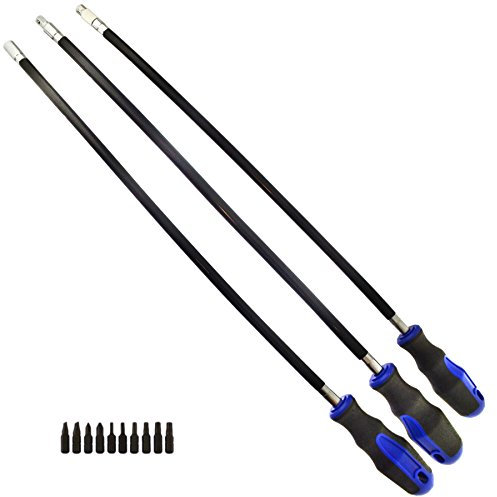 3pc Extra Long Flexi Screwdriver Socket Holder and Bits Set AU042