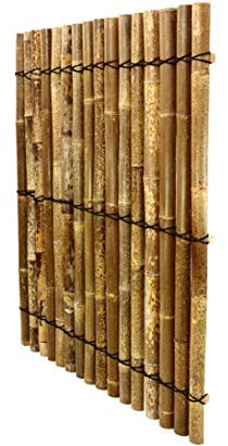 Bambus Sichtschutzwand 150x120cm aus dicken halben Bambusrohren schwarz-braun mit 5-6cm Durchmesser