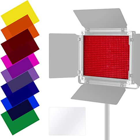 Neewer Jeu de 8 Filtres Transparents Correction de Couleur, 8 Couleurs Différentes pour Neewer 660 LED Vidéo Lampe, 16,7 x 21,7 centimètres