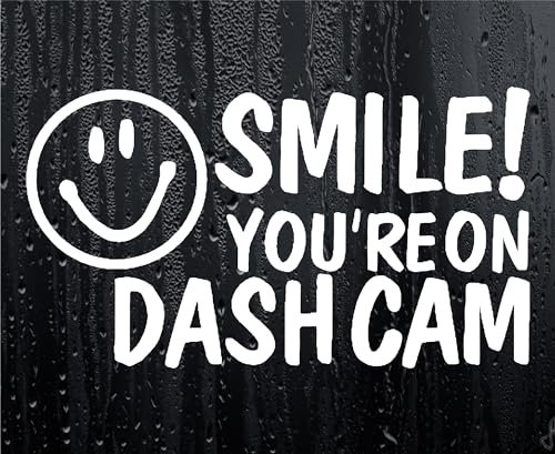 Car Sticker Smile! You're ON Dash CAM Window Bumper Camera Security Decal Large