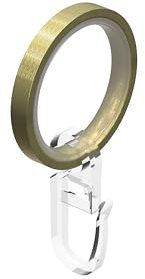 Interdeco Gardinenstangen Ringe mit Gleiteinlage und Faltenhaken, Gardinenringe in Messing Optik für 20 mm Ø (24 Stück)
