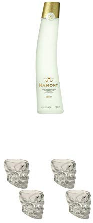 Mamont Premium Wodka Russland 0,7 Liter + Wodka Totenkopf Shotglas 2 Stück + Wodka Totenkopf Shotglas 2 Stück