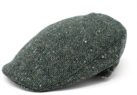 Hanna Hats Donegal Touring Irish Flat Cap für Herren, Fahrmütze, hergestellt in Irland (Dunkelgrün gefleckt) Medium