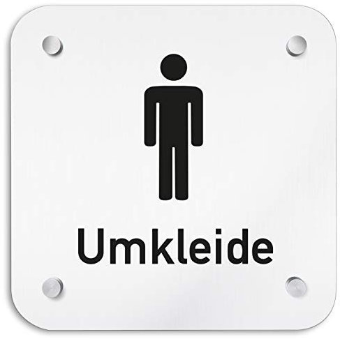 Türschilder24 Aluminium Wandschild 200 x 200 mm • Umkleide Herren • Hinweisschild - Türschild aus 1,5 mm starkem Aluminium • Inklusive Befestigungsmaterial + Wandmontage