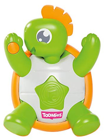 Tomy Toomies – Spieluhr Meine Schildkröte Musi'Pop E72819, Spielzeug mit Ton, interaktives und Lernspiel, Spielzeug für Kleinkinder ab 18 Monaten, Weiß/Grün und Orange